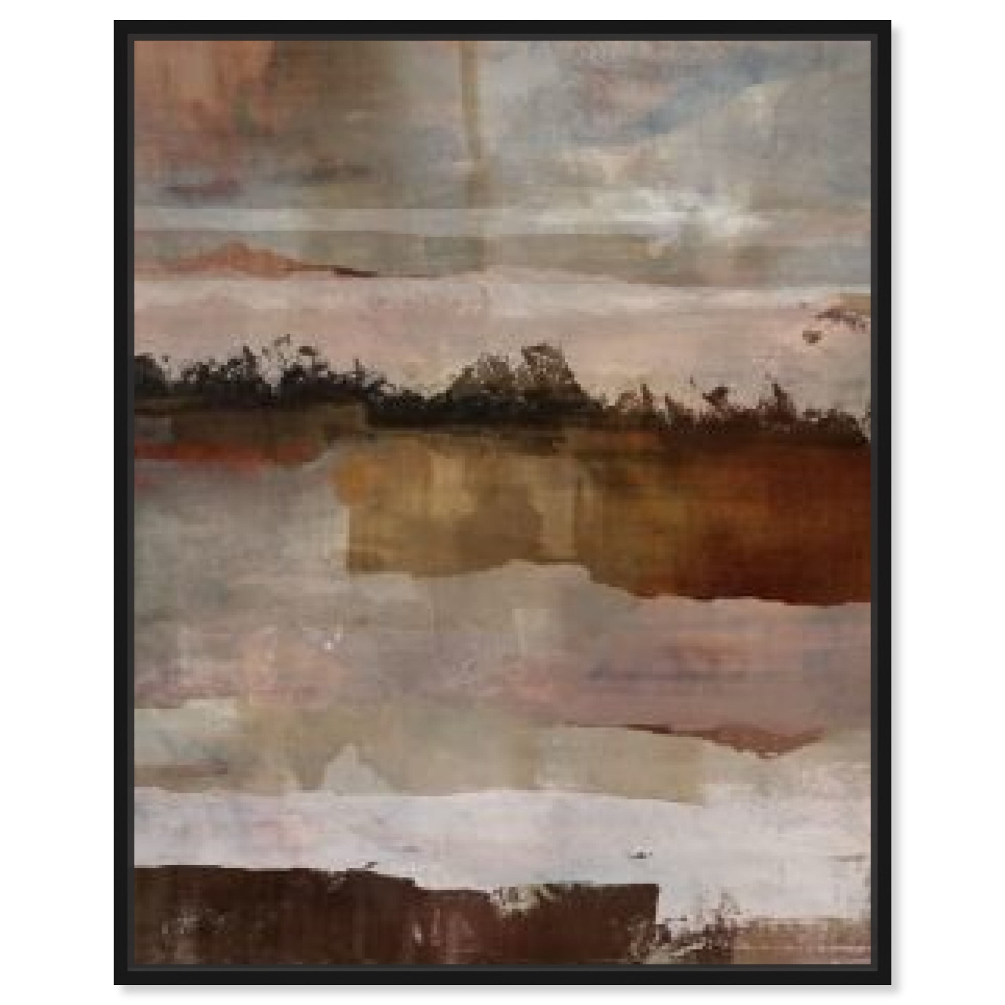 Boho Minimalist Abstract Canvas Art with Black Frame, 16" x 20"