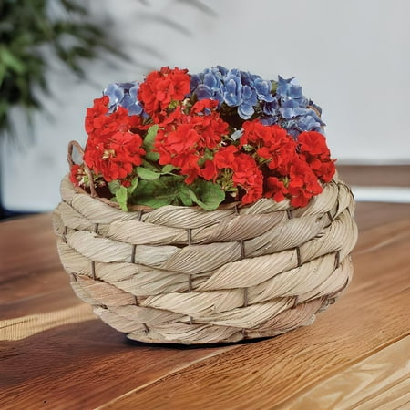Planter Baskets Palm Leaf Woven w/ Handles 11.5" H - Renovators Supply -Walm
