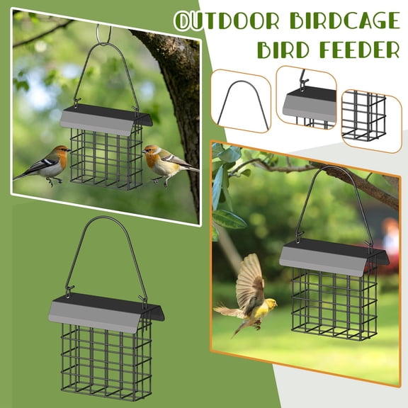 Planter Bird Cage Feeder for Outdoor Hanging Feeding Hummingbird Wild Bird Feeder with Metal Wire Cage Garden Yard Decoration for Patio Tree Hook Stand