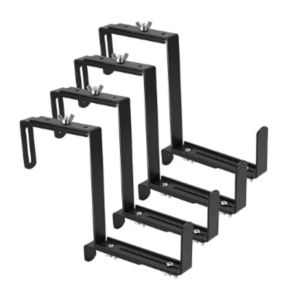 Planter Box Brackets, Adjustable Flower Brackets for Deck Railing, No Drill Window Bracket for Outdoor Planters-4 Pack