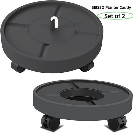 Planter Caddy with Wheels Heavy Duty Plant Stand Adjustable Plant Roller Base Outdoor Plastic Black DEWEL