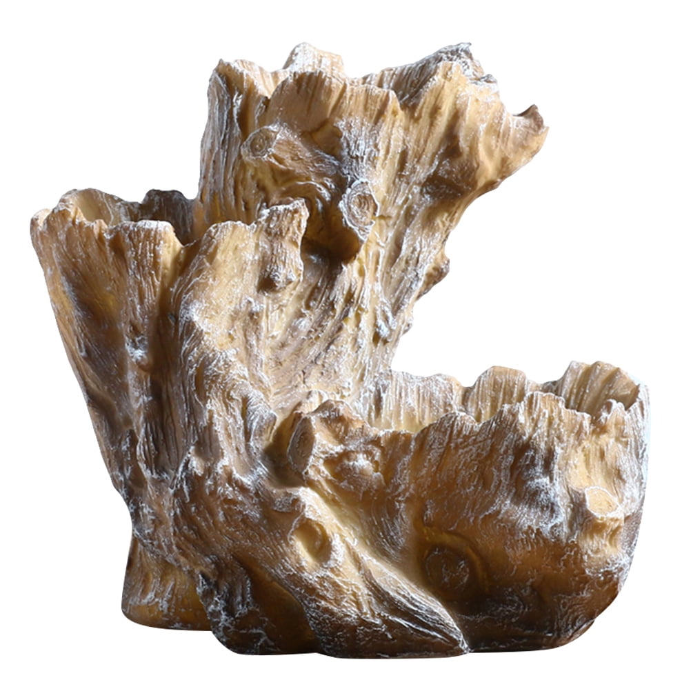 Sordity Driftwood Tree Stump Pot, Faux Log Resin Planter, Succulent ...