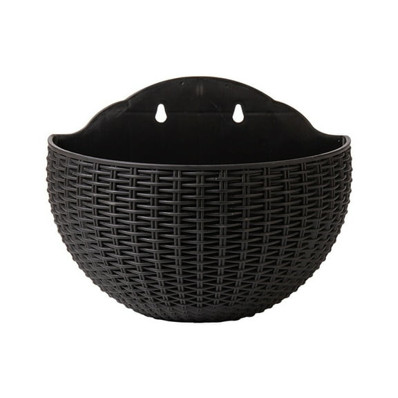 Planter Half Round Imitation Rattan with S Hooks for Indoor Garden Balcony Shelf Fence Vertical Hanging
