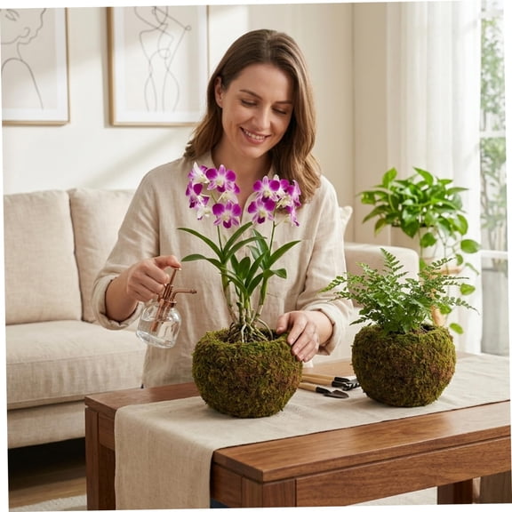 Planter Kokedama Moss Ball Planter Hanging Style Soil Substitute Pot for Orchids and Ferns Japanese Planting Container 15cm Outer 8cm Inner Diameter