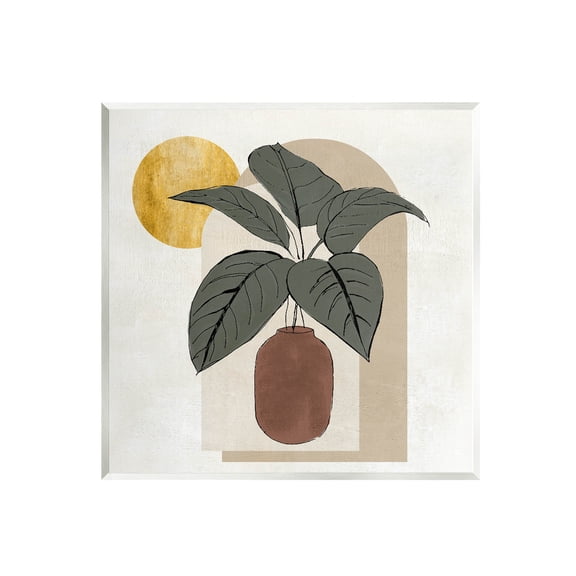 Planter Leaves Geometric Sun Shapes Botanical & Floral Graphic Art Unframed Art Print Wall Art