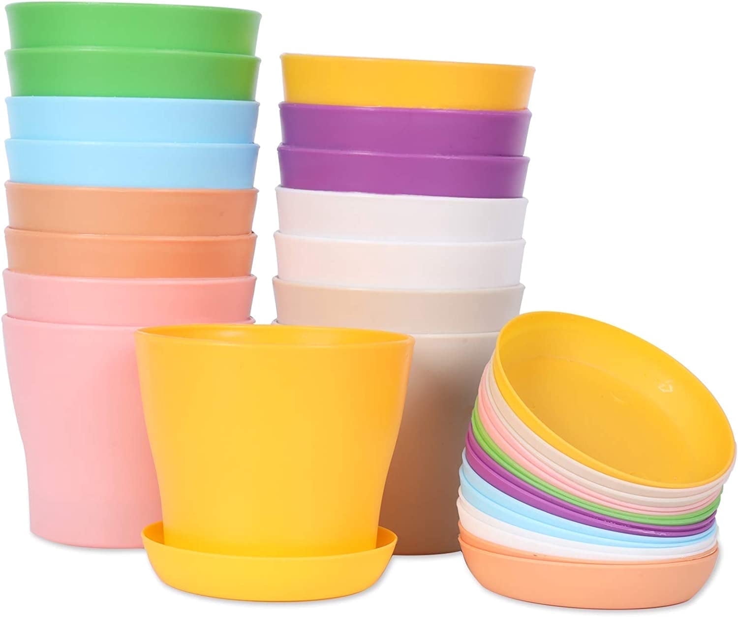 Triani Colorful Planter Pot with Drainage Holes, Succulent Planter Pots Planting Pot Flower Pots for Small for Garden, Kitchen, Windowsill - Set of 8 (8 Colors, 4 inch)