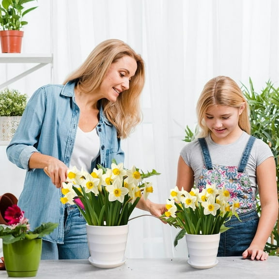 Planter Pot Plastic Large Horizontal Striped Flower Pot, 7.5”x6.7” for Indoor Decor