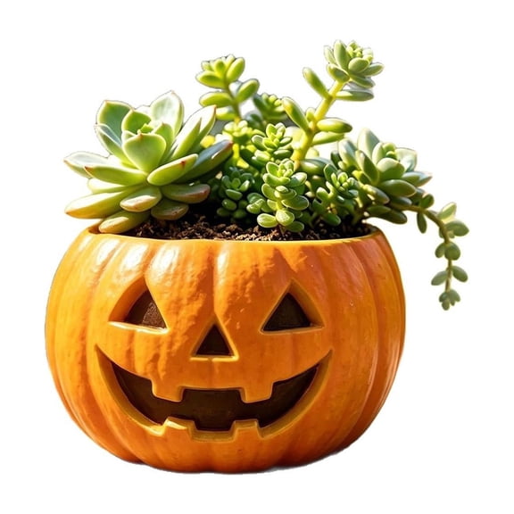 Planter Pot Resin Jack O Lantern Pumpkin Shape 3.5 X 2 Inch Small Succulent Pot for Indoor Home Halloween and Fall Decor