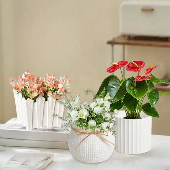 Planter Pot Vase Modern Style, Decorative Flower Vase for Bookshelf Or Mantel Display, Christmas Tabletop Centerpiece, Living Room Home Decor for Family Gathering and Hostess Gift, Indoor Sopatenor