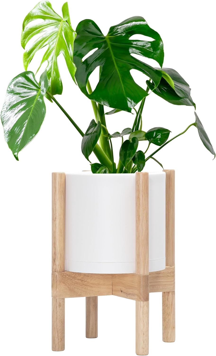 Planter Pot with Stand - 8 Inch Compact Plastic Cylinder Flower Pot ...