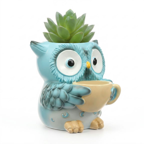 Planter Pots for Indoor Plants, Cute Owl Resin Flower Head Planters, for Indoor Outdoor Plant Unique Succulent Holder with Drainage Hole Present(Style E)