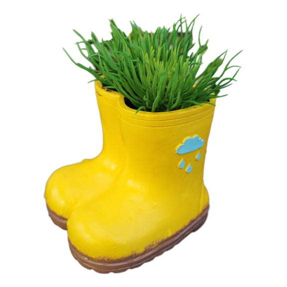 Planter Pots Yellow Rain Boot Pots Tree Boot Shape for Indoor Desk Decors Props
