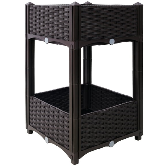 Planter Raised Beds, Elevated Planter Garden Box with Drainage Plug Raised Garden Beds for Vegetable/Flower/Herb Outdoor Standing Planter Beds Gardening Kit, Brown