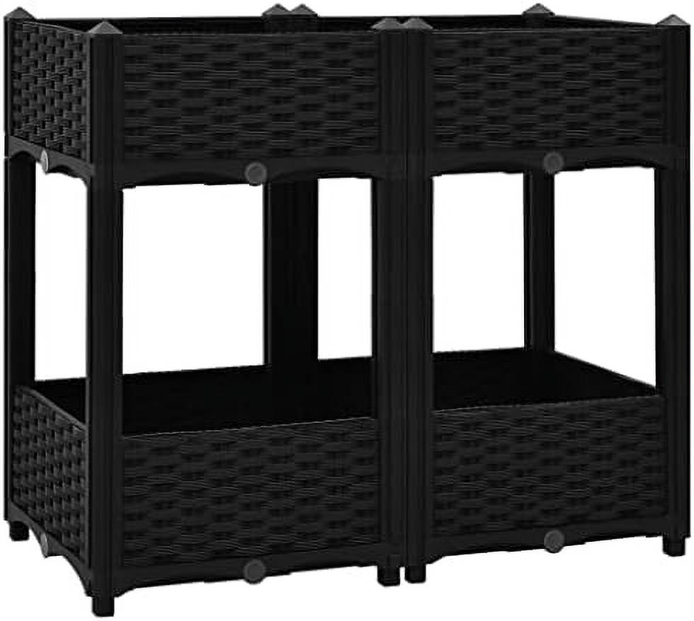 planter, raised flower bed with rattan look, plant box, outdoor planter for patio backyard