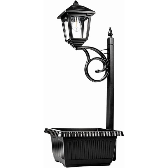 Planter with Solar Light, 2-in-1 Outdoor Lantern Post and Flower Pot Combo, Weather-Resistant Durable Design for Patio, Porch, Garden, Deck, Balcony, and Pathway(RL)