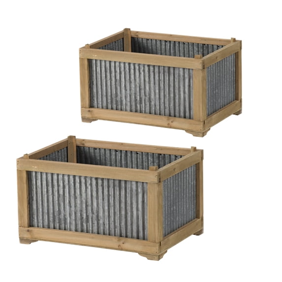 Planter - Weathered Brown, Galvanized Gray