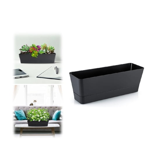 Planter Windowsill Box,Black Rectangle Planter Box with Drainage Holes and Trays,Resuable Herb Garden Holder for Flowers or Succulents