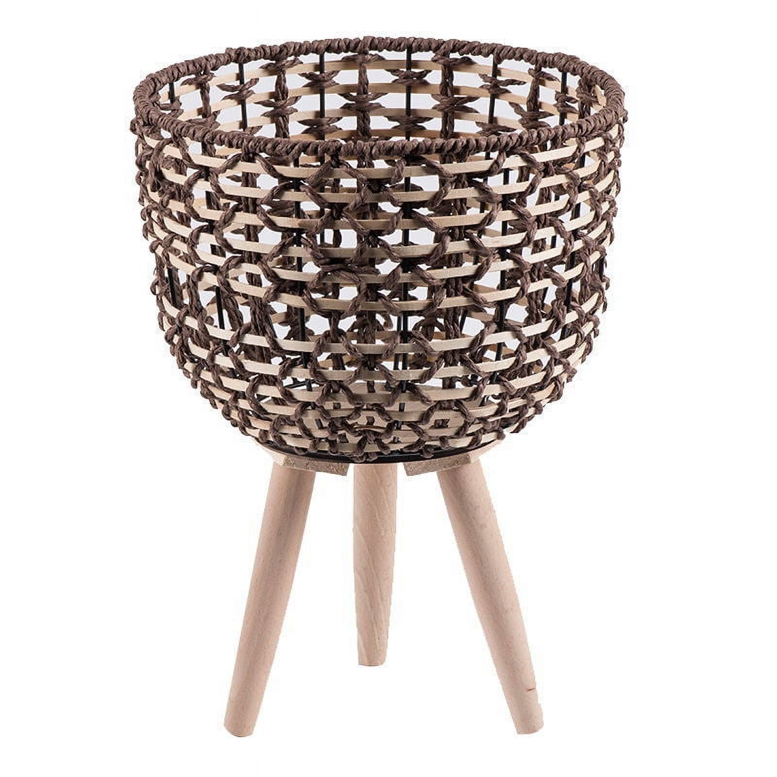 Planter With Stand Wood Flower Storage Basket Woven Flower Planter