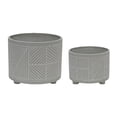 thumbnail image 1 of Planter with Round Shape and Lattice Pattern, Set of 2, Gray, 1 of 5