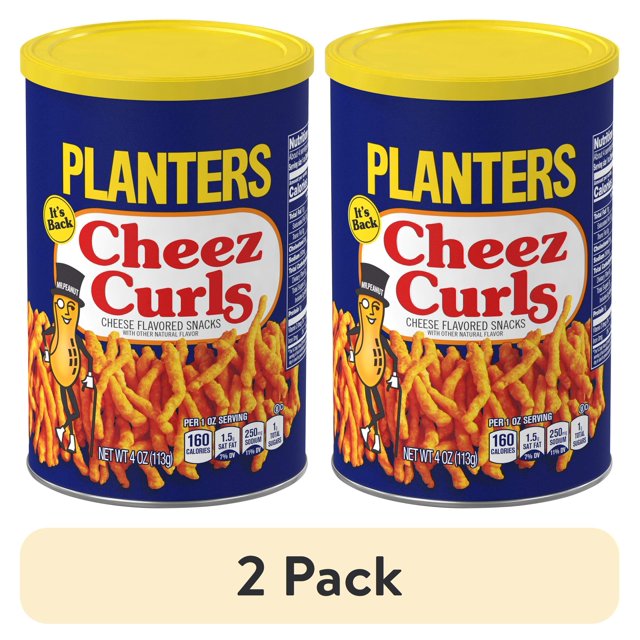 (2 pack) Planters Cheez Curls Cheese Flavored Snacks (12 ct Pack, 4 oz