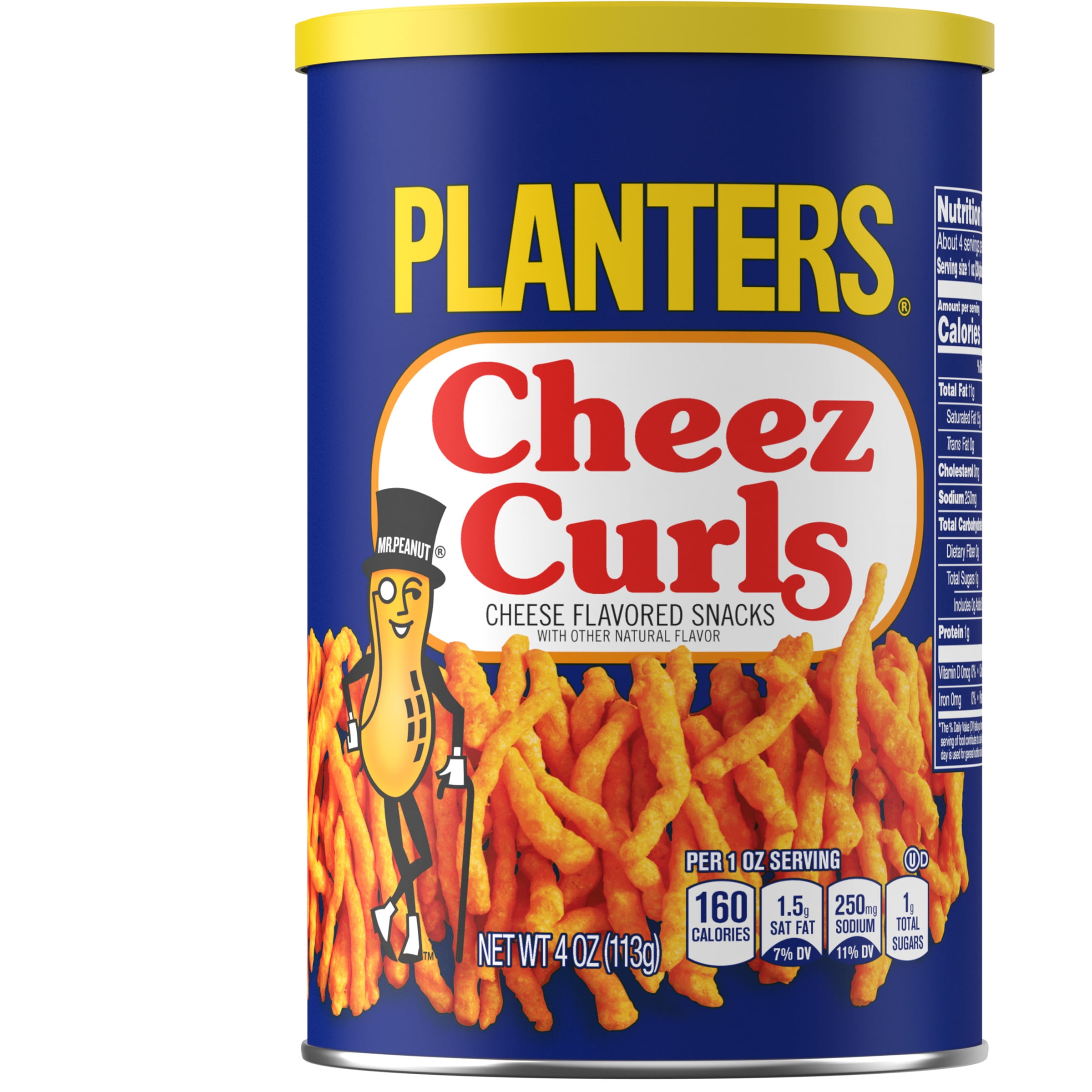 PLANTERS Cheez Curls Cheese Flavored Party Snacks, 4 Oz Canister