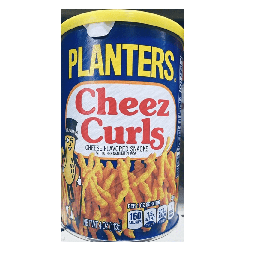 Planters Cheez Curls Cheese Flavored Snacks 4 oz Resealable Canister