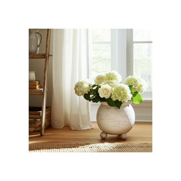 Planters and Flower Pots for Home Decor - Round Pot for Indoor and Outdoor Use - Plant Stand with Ball Feet Design That Elevates House, Patio, and Garden Decor - Perfect for Any Space - 9" Ivory