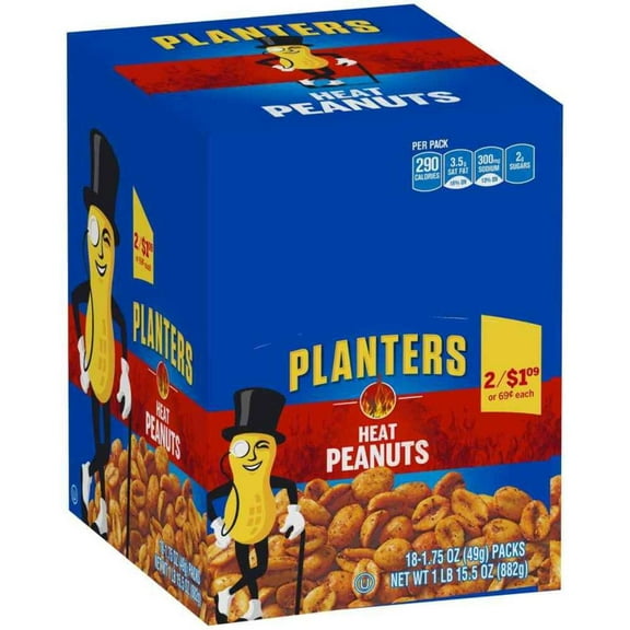Planters Heat PeanutsTubes - 1.75 oz Pack of 18