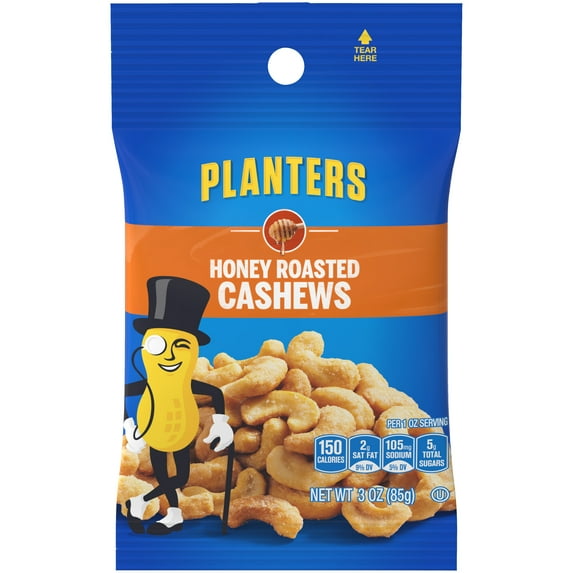 Planters Honey Roasted Cashews, 3 oz Pack