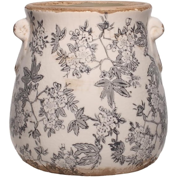 Planters for Indoor Outdoor Plants, Vintage Ceramic Pots for Plants, Rustic Tuscan Planter & Decor, Plant Pots Indoor with Drainage Hole, 6.68in. Flower Pot for Indoor Plants, Rustic Grey