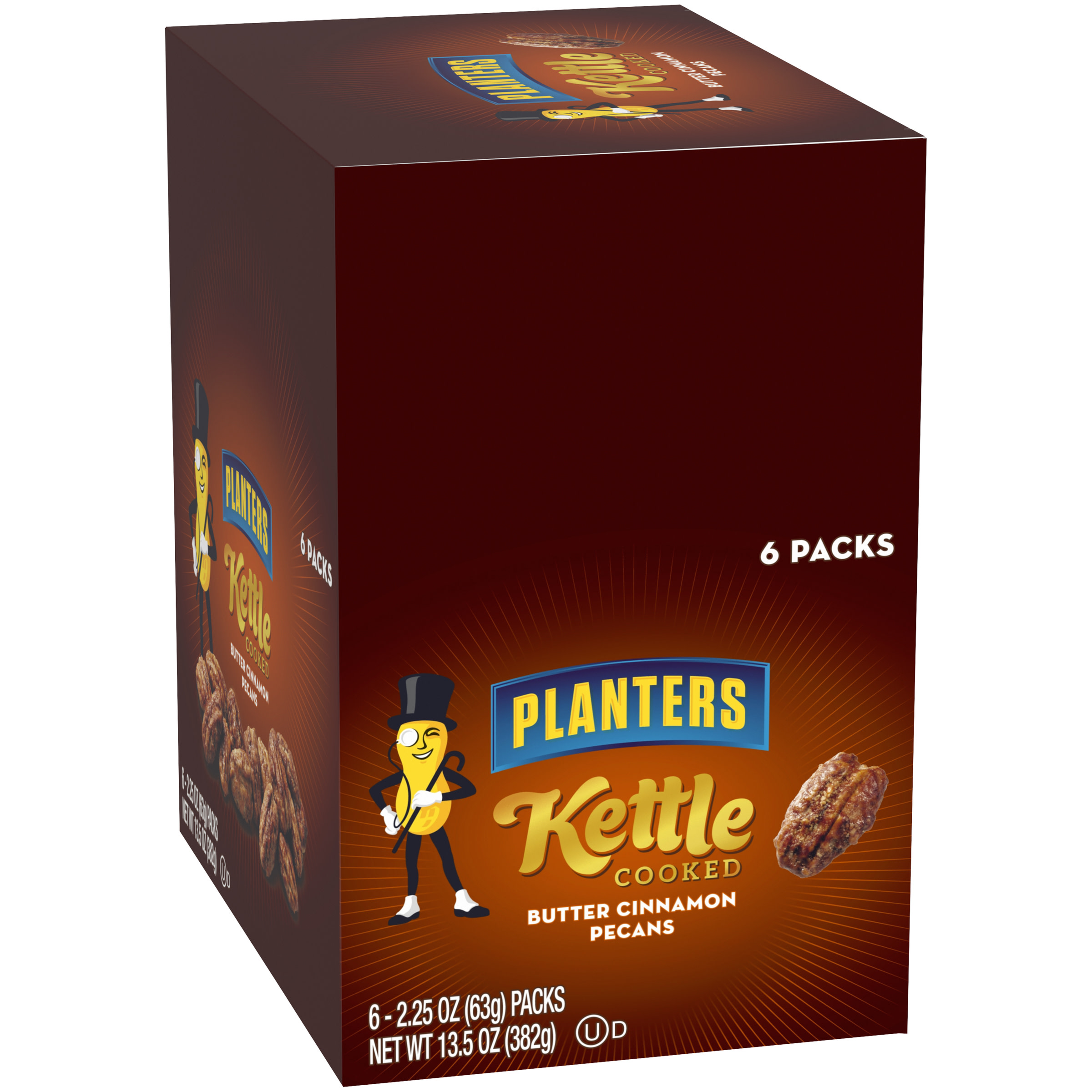 Planters Kettle Cooked Pecans OntheGo 2.5oz Packets, 6ct Box