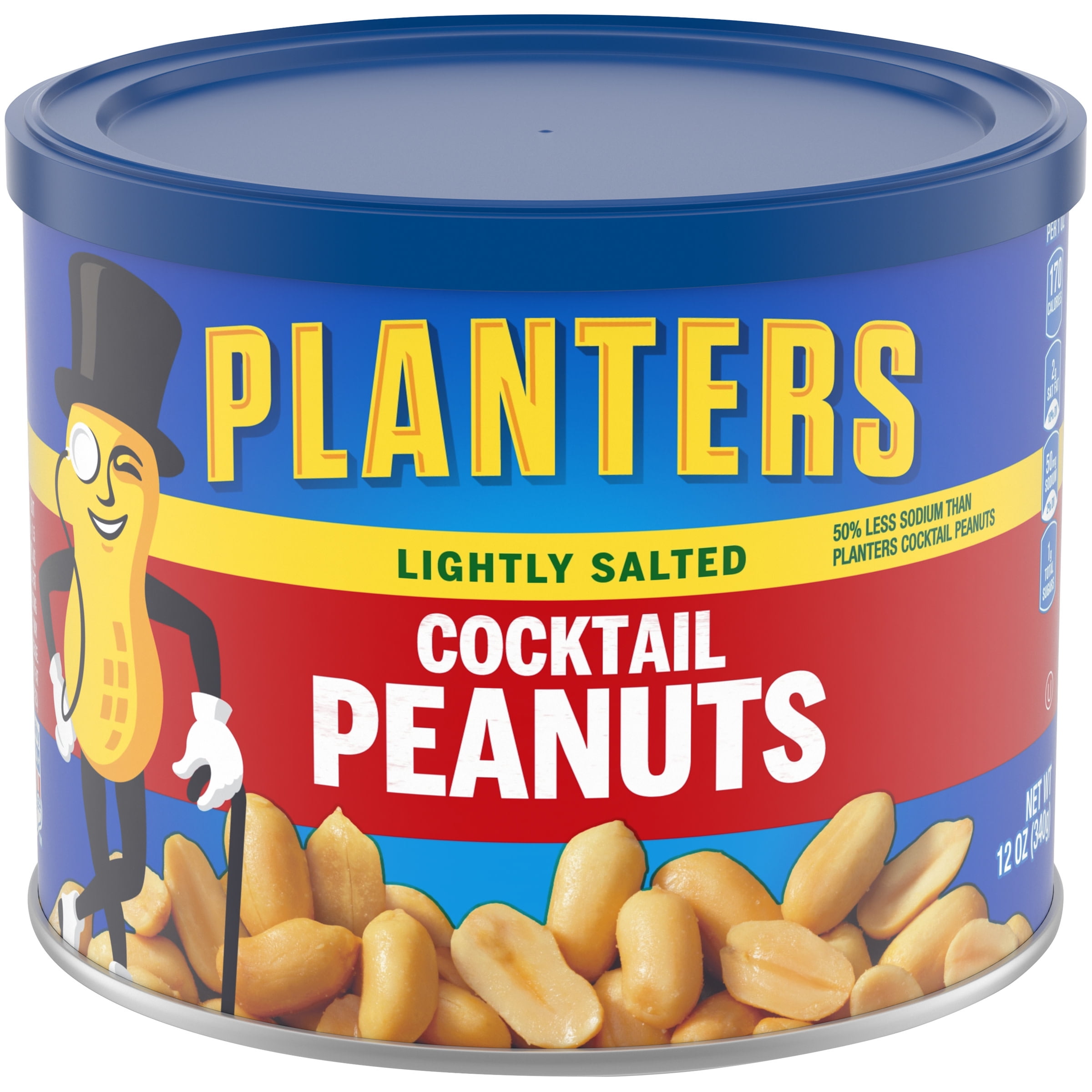 Planters Lightly Salted Cocktail Peanuts, Bites, 12 oz, Contains Peanuts, Metal Can