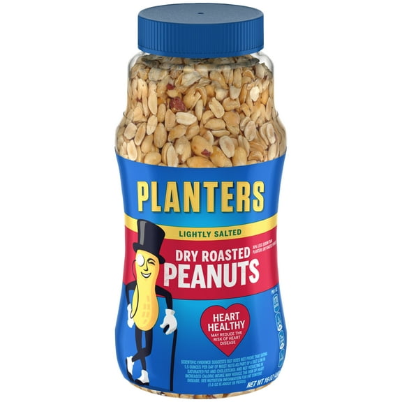 Planters Lightly Salted Dry Roasted Peanuts, 16.0 oz Jar (Pack of 2)