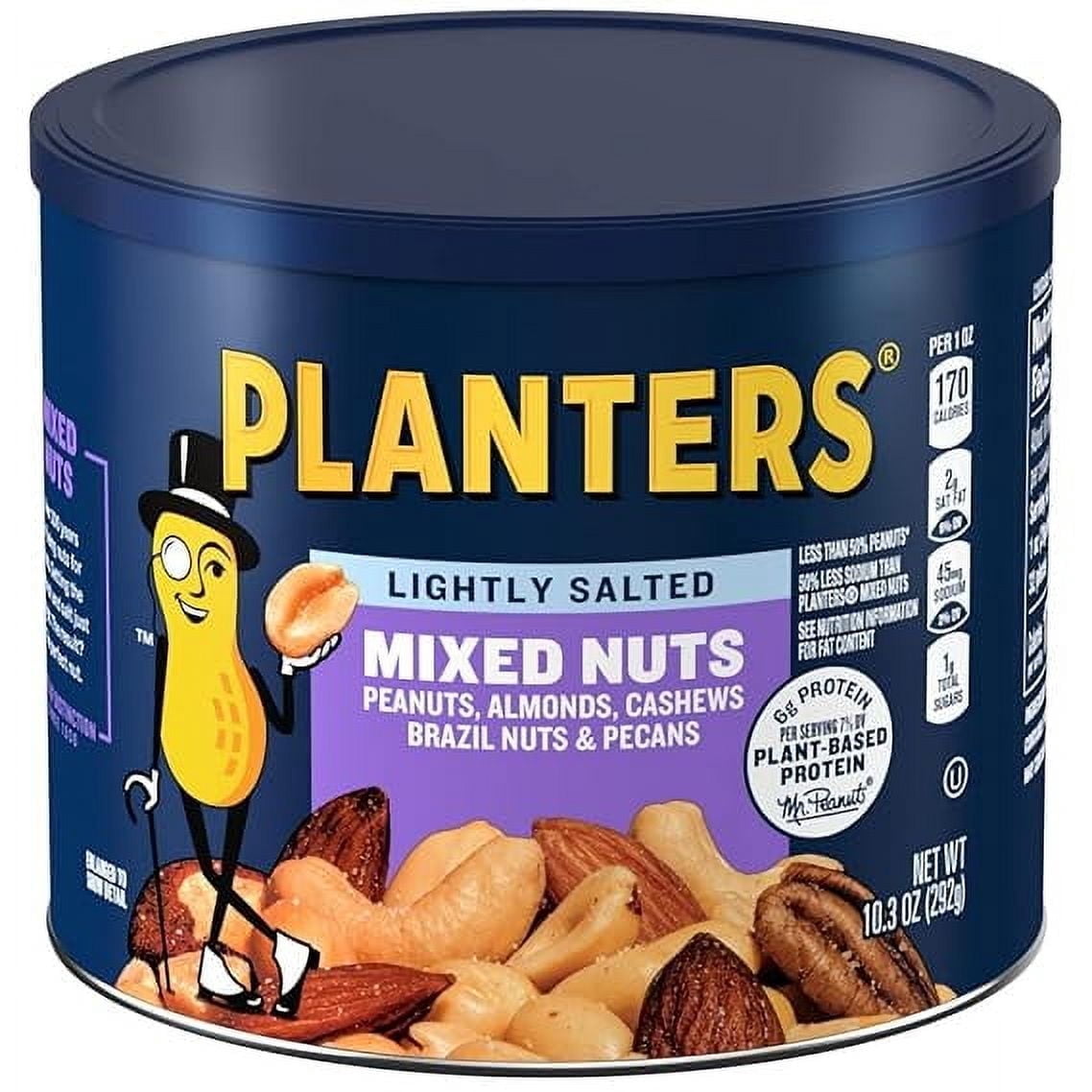 Planters Lightly Salted Mixed Nuts (10.3 oz Canister) - Walmart.com