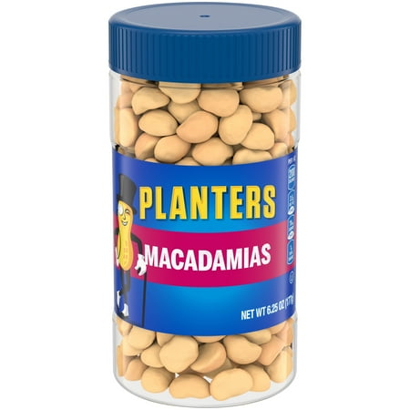 Planters Macadamias, Plant Based Protein, 6.25 oz, Whole, Shelf Stable, Plastic Jar