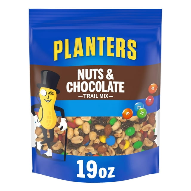 Planters Nuts & Chocolate Trail Mix with Roasted Peanuts, M&M Chocolate Candies, Raisins & Roasted Almonds, 1.19 lb Bag