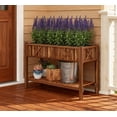 thumbnail image 1 of Planters For Outdoor Plants, Dual-Tier Raised Garden Bed,Elevated Wood Planter Box,with Storage Shelf,Drainage Holes,and Liner, Brown Garden Pots,Wood Indoor Garden Pots, 1 of 8
