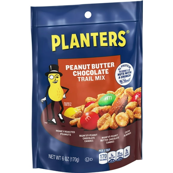 Planters Peanut Butter Chocolate Trail HYZ01 Mix with Honey Peanuts (M&M Peanut Butter & Peanut Chocolate Candies & Cocoa Almonds, 12 ct Pack, 6 oz Bags)