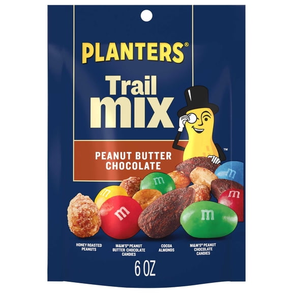 PLANTERS Peanut Butter Chocolate Trail Mix, 6g Protein (5% DV) per serving, 6 oz Resealable Bag
