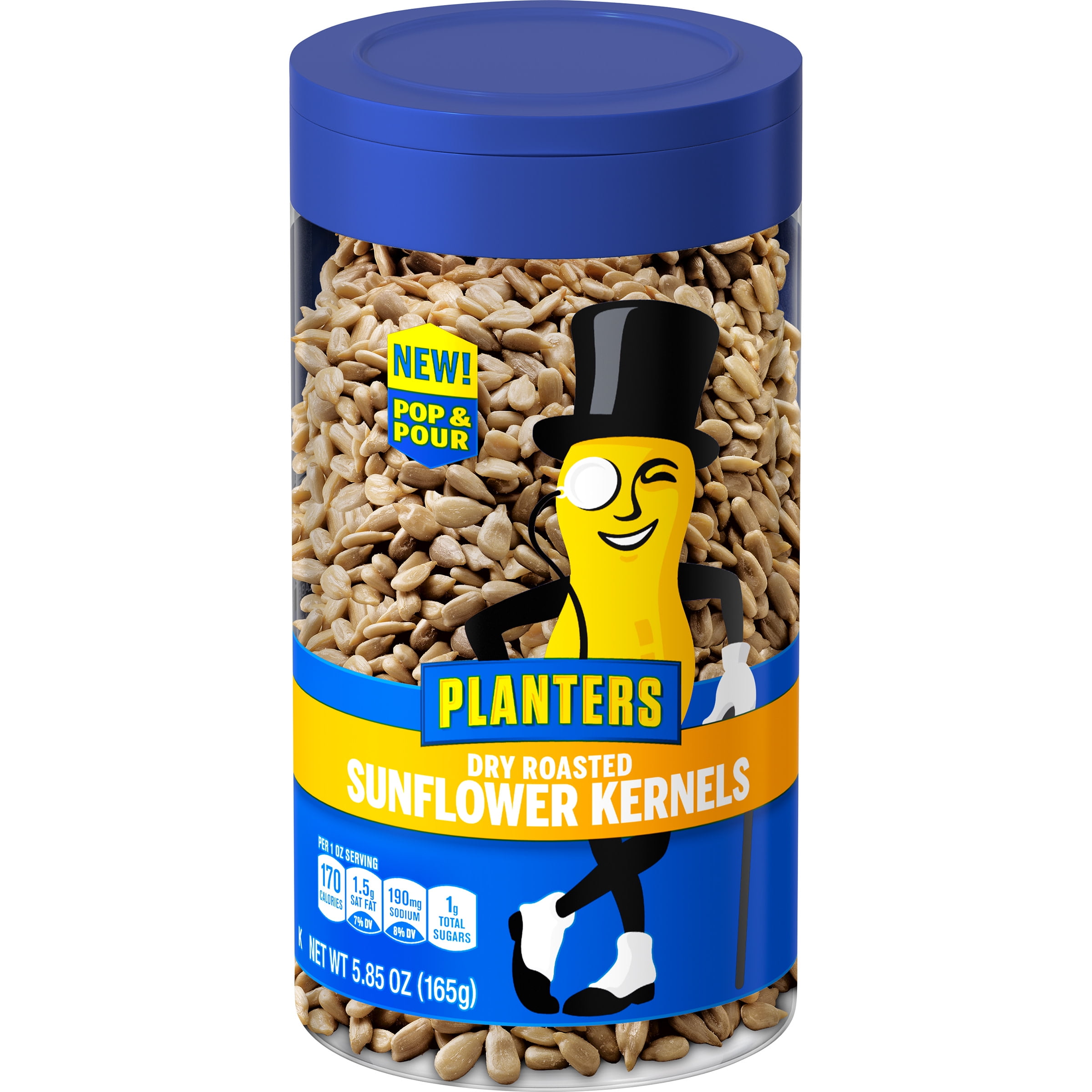 Planters Pop & Pour Dry Roasted Sunflower Kernels, 5.85 oz Jar