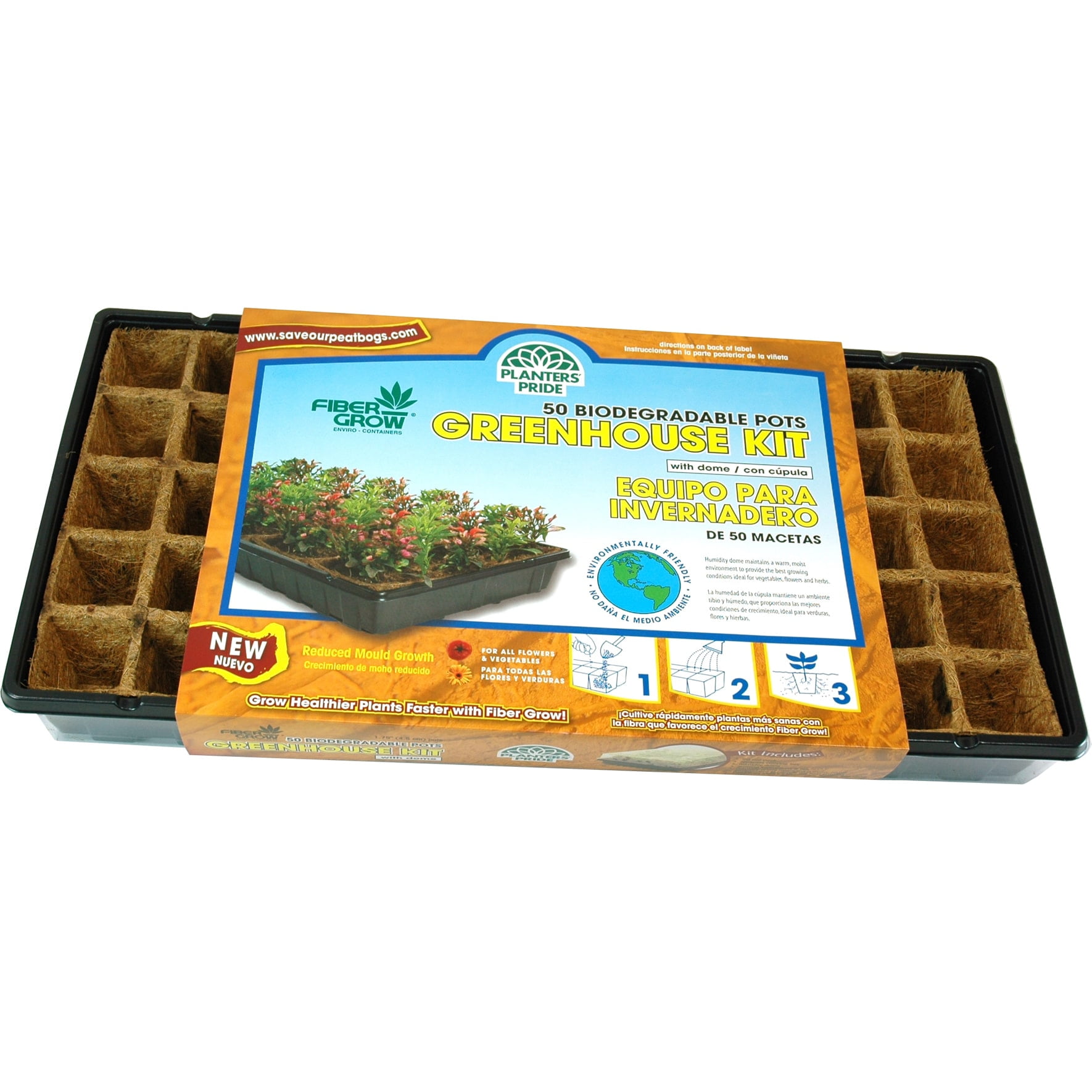 Planters Pride RZG50170 50 Fiber Grow Pot Greenhouse Starter Kit
