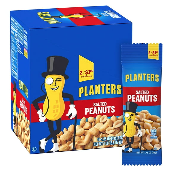 Planters Salted Peanuts, 18 ct Box, 1.75 oz Packs