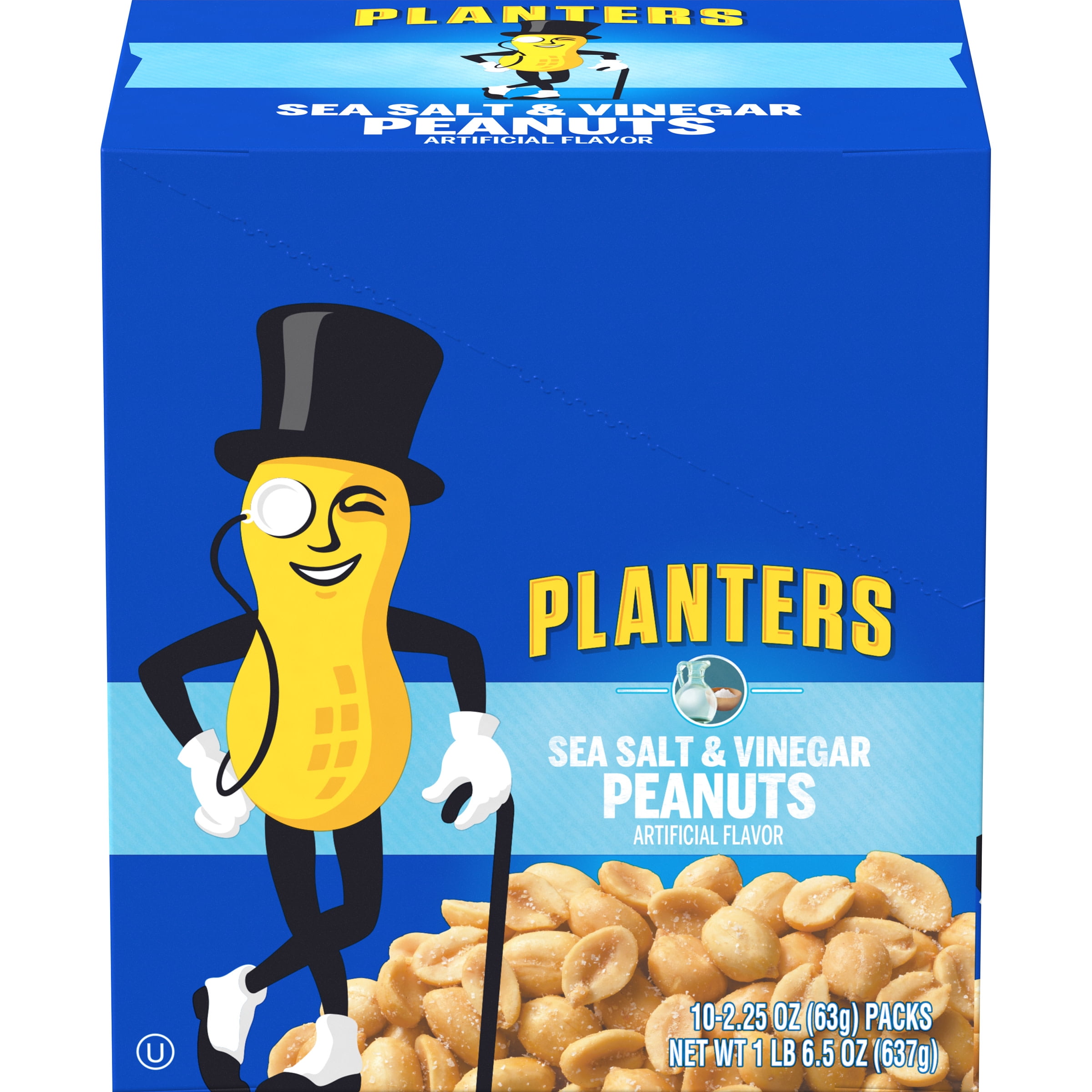 Planters Sea Salt \u0026 Vinegar Peanuts, 10 ct Box, 2.25 oz Packs