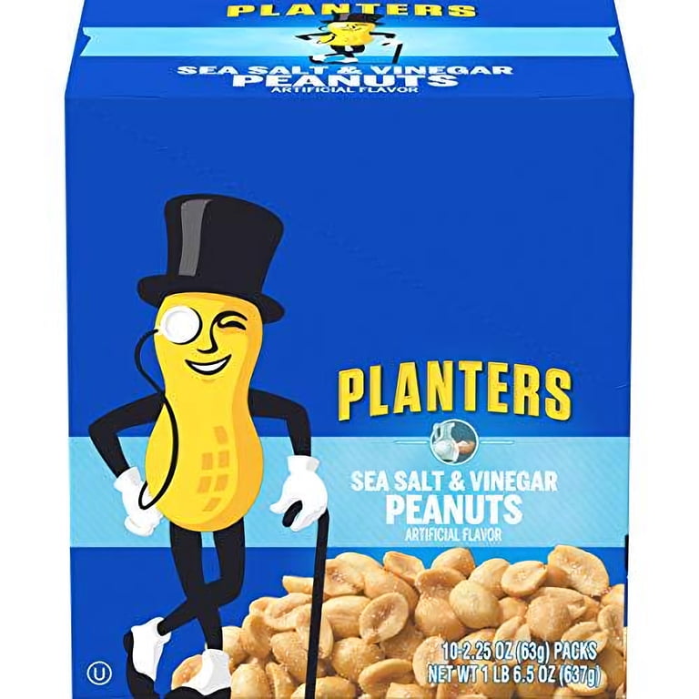 Planters Sea Salt & Vinegar Peanuts, 10 ct Box, 2.25 oz Packs