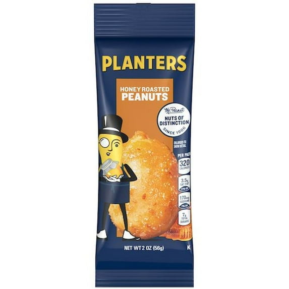 Planters Snack Nuts Honey Roast Peanuts, 2 Ounce -- 144 per Case.
