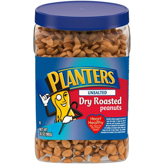 Planters Unsalted Dry Roasted Peanuts, 35 oz Container