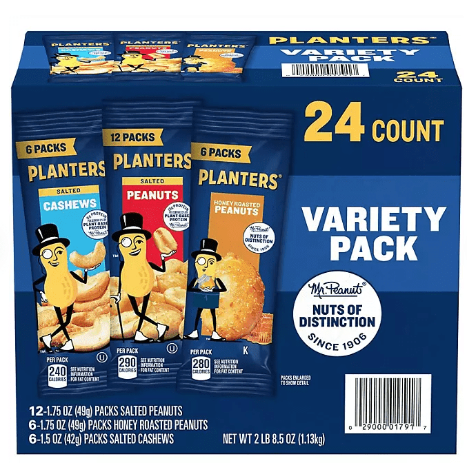 Planters Variety Pack Cashews & Peanuts, 24 pk.
