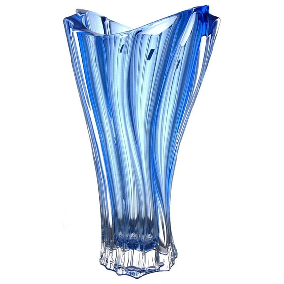 Plantica Blue Collection Modern Crystal Hand-Crafted Decorative Vase - 12.5 Inches Vase, Blue