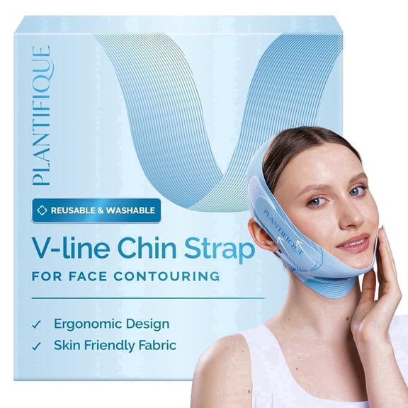 Chin Strap for Face Contouring - Reusable & Adjustable V Line Ice Silk Fabric Mask - Blue
