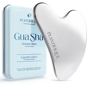 Plantifique Stainless Steel Gua Sha Facial Tool, Face Massager for Lymphatic Drainage